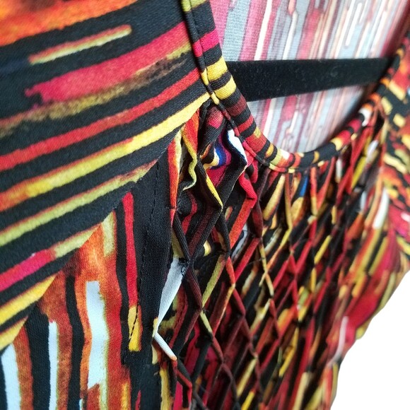 Premise Womens Sz S Multicolor Geometric Cap Sleeve Blouse - Picture 4 of 10